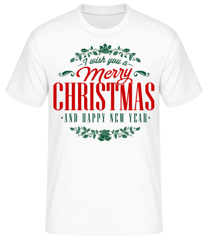 Vorschau: Merry Christmas Label - Männer Basic T-Shirt - Weiß - Vorne