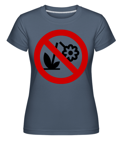 Preview: Do Not Destroy Flowers -  Shirtinator Women's T-Shirt - Denim - Front