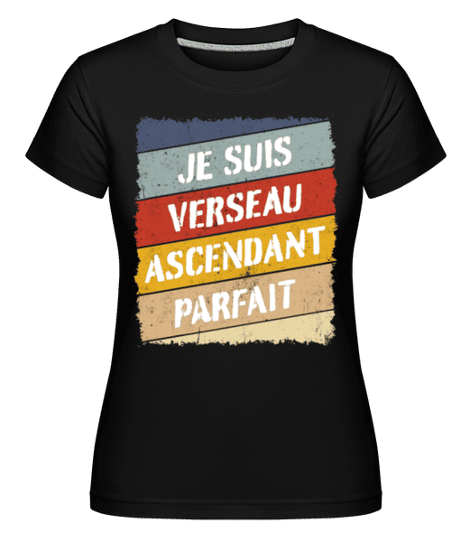 Aperçu: Je Suis Verseau Style Rétro -  T-shirt Shirtinator femme - Noir - Devant