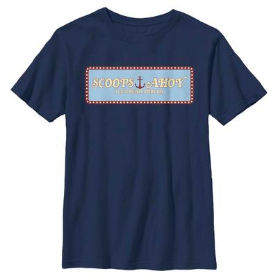 Netflix - Stranger Things - Logo Scoops Ahoy Panel - Enfant T-shirt - Bleu marine - Devant