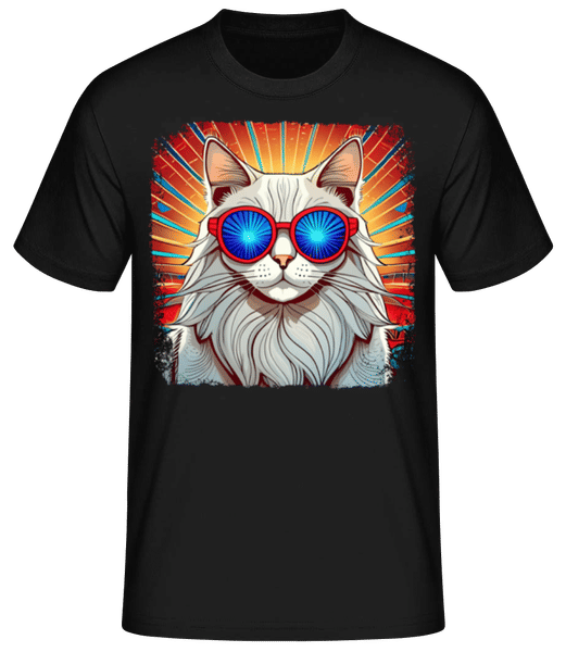 Aperçu: Chat Norvégien Des Forêts Look Hippie - T-shirt standard Homme - Noir - Devant