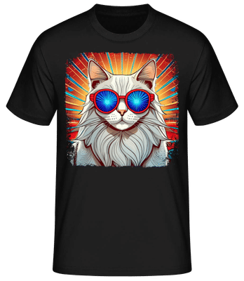 Norwegische Waldkatze Hippie Look - Männer Basic T-Shirt - Schwarz - Vorne