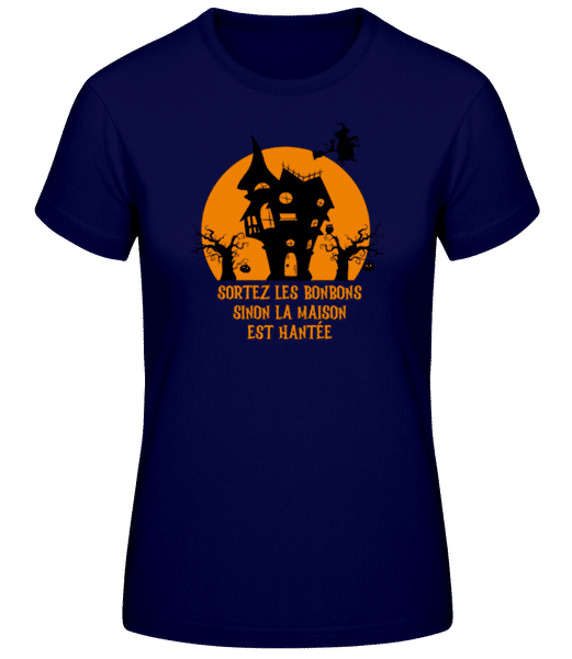 Aperçu: Sortez Les Bonbons Sinon La Maison - T-shirt standard Femme - Bleu marine - Devant