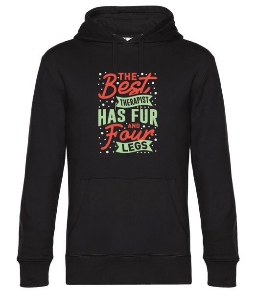 Aperçu: The Best Therapist Has Fur And Four Legs - Sweat à capuche premium Unisexe - Noir - Devant