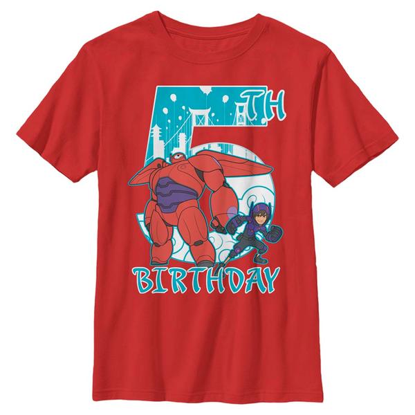 Aperçu: Disney - Les Nouveaux Héros - Baymax & Hiro Baymax 5 Years - Birthday - Enfant T-shirt - Rouge - Devant Aperçu: Disney - Les Nouveaux Héros - Baymax & Hiro Baymax 5 Years - Birthday - Enfant T-shirt - Rouge - Devant
