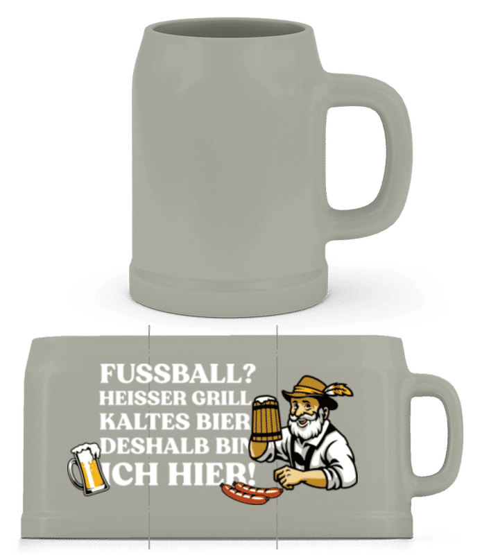 Vorschau: Heisser Grill Und Kaltes Bier - Bierkrug - Grau - Vorne