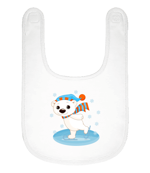 Ours Sur La Glace - Bavoir Bébé bio - Blanc - Devant