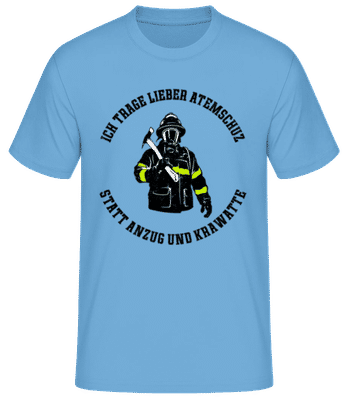 Lieber Atemschutz Statt Anzug - Männer Basic T-Shirt - Hellblau - Vorne