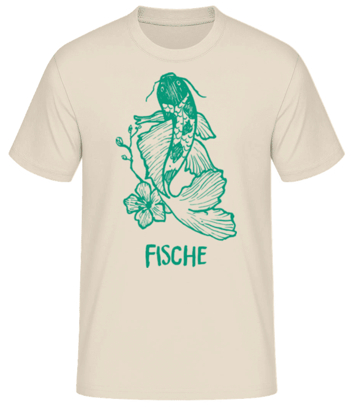 Vorschau: Kritzel Stil Sternzeichen Fische - Männer Basic T-Shirt - Creme - Vorne