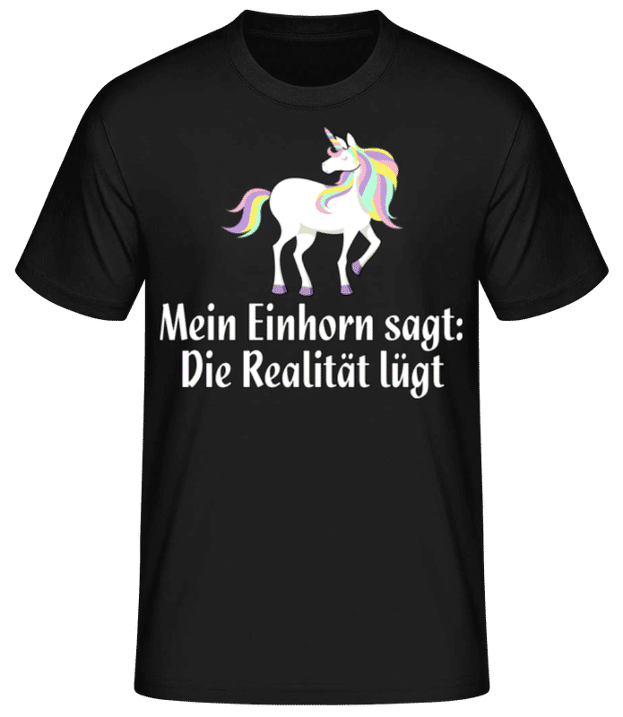 Vorschau: Realität Lügt Sagt Mein Einhorn - Männer Basic T-Shirt - Schwarz - Vorne