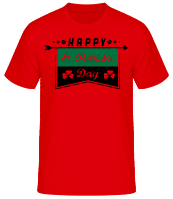 Happy St. Patrick's Logo Black Green - Pánske basic tričko - Červená - Predné