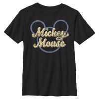 Disney Classics - Ratón Miguelito Miguelín - Mickey Script - Niños Camiseta - Negro - delante