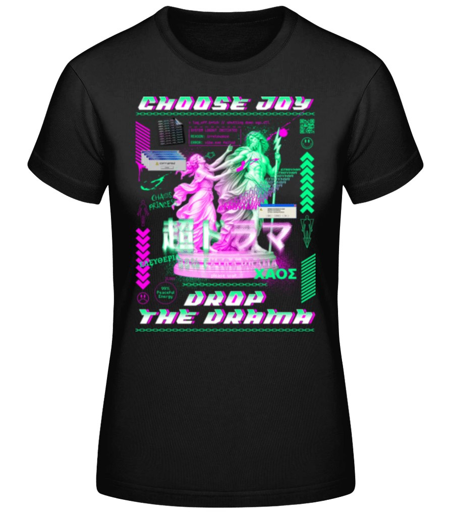 Aperçu: Y2k Choose Joy Drop The Drama - T-shirt femme B&C - Noir - Devant