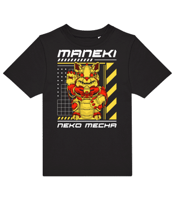 Maneki Neko Mecha - Kinder T-Shirt B&C - Schwarz - Vorne