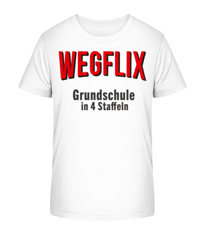 Vorschau: Wegflix Grundschule In 4 Saffeln - Kinder Bio T-Shirt Stanley Stella 2.0 - Weiß - Vorne