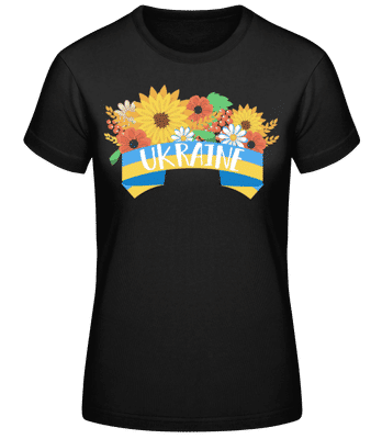 Ukraine Blumen - Frauen Basic T-Shirt - Schwarz - Vorne