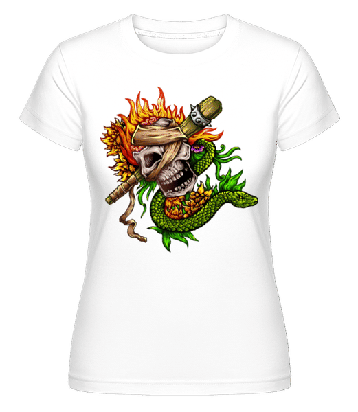 Aperçu: Fire Skull -  T-shirt Shirtinator femme - Blanc - Devant
