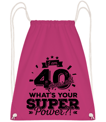 40 Years Super Power - Drawstring batoh so šnúrkami - Magenta - Predné