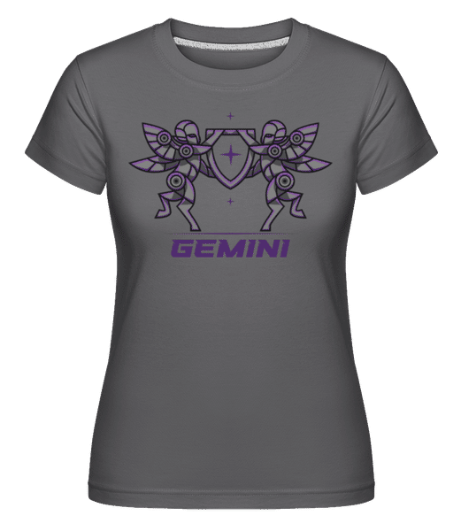 Preview: Mecha Robotic Zodiac Sign Gemini - Shirtinator Women's T-Shirt - Anthracite - Front