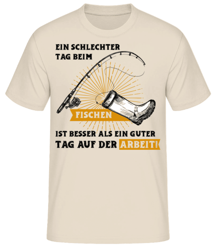 Vorschau: Ein Schlechter Tag Beim Fischen - Männer Basic T-Shirt - Creme - Vorne