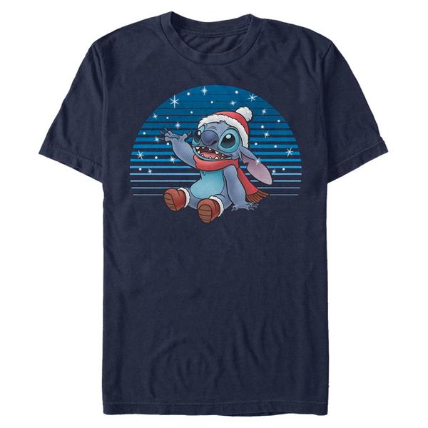 Preview: Disney Classics - Lilo & Stitch - Lilo & Stitch Snowing Stitch - Christmas - Men's T-Shirt - Navy - Front