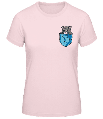 Chat De Poche De Poitrine - T-shirt standard Femme - Rose - Devant