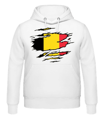 Ripped Flag Belgium - Männer Hoodie - Weiß - Vorne