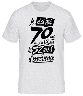 Je N'ai Pas 70 Ans - T-shirt standard Homme - Gris chiné - Devant