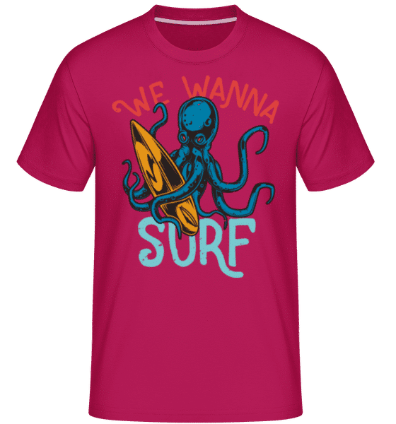 Preview: We Wanna Surf -  Shirtinator Men's T-Shirt - Magenta - Front