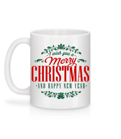 Merry Christmas Label - Mug en céramique blanc - Blanc - Derrière
