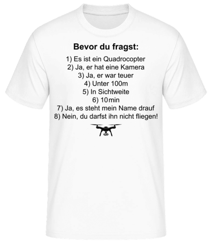 Vorschau: Dronen Fanatiker - Männer Basic T-Shirt - Weiß - Vorne