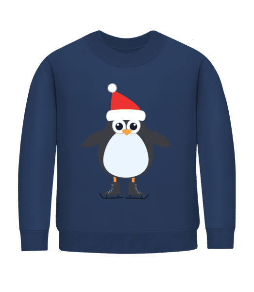 Aperçu: Pingouin De Patin À Glace - Sweatshirt Enfant - Bleu marine - Devant