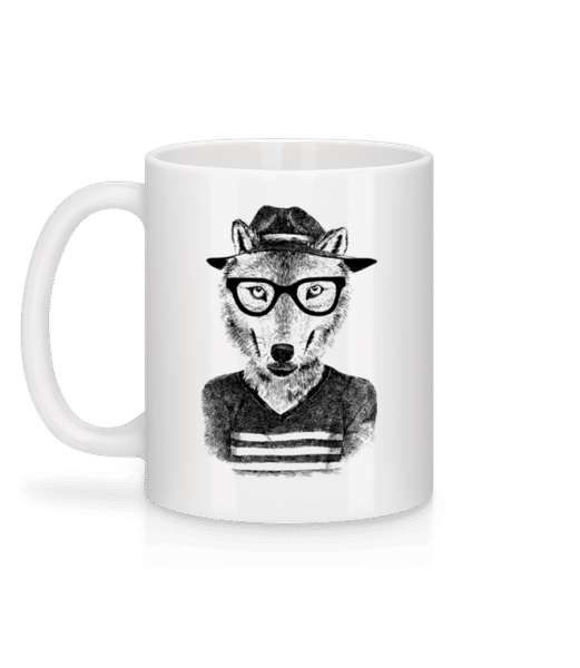 Aperçu: Hipster Renard - Mug en céramique blanc - Blanc - Derrière