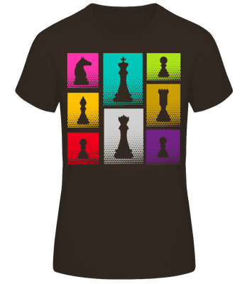 Pop Art Chess - Women's Basic T-Shirt - Brown - Front