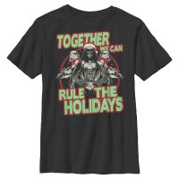 Star Wars - Darth Vader & Stormtroopers Rule the Holidays - Christmas - Kids T-Shirt - Black - Front