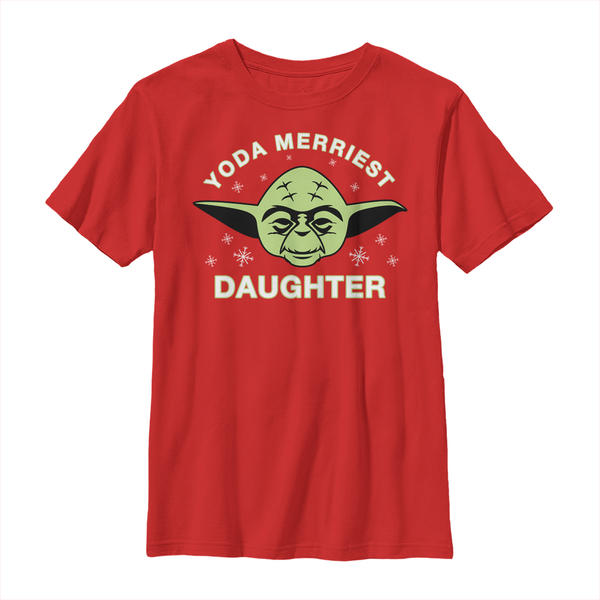 Aperçu: Star Wars - Yoda Merriest Daughter - Christmas - Enfant T-shirt - Rouge - Devant