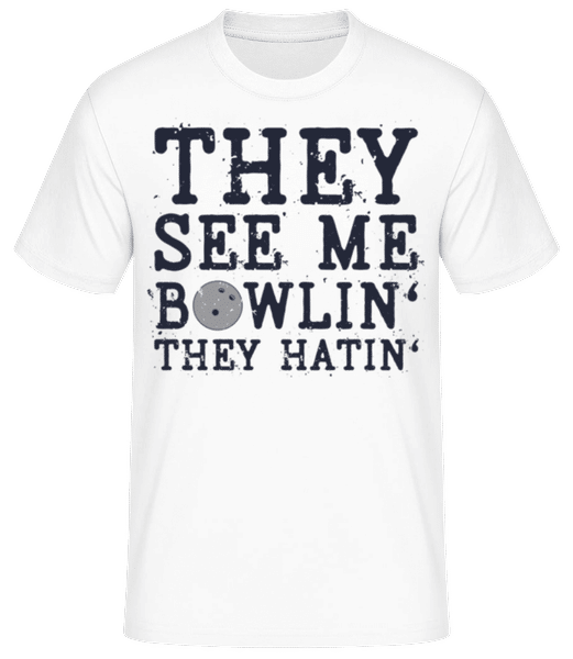 Aperçu: They See Me Bowlin' They Hatin' - T-shirt standard Homme - Blanc - Devant