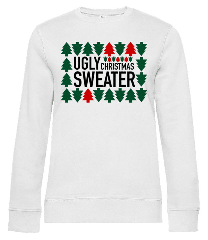Vista previa: Ugly Christmas Sweater Green - Sudadera estándar para mujer - Blanco - delante