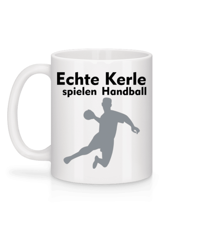 Vorschau: Echt Kerle Spielen Handball - Tasse - Weiß - Hinten