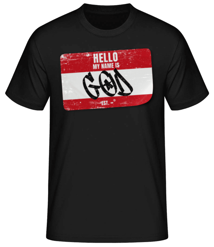 Aperçu: Hello My Name Is God - T-shirt homme B&C - Noir - Devant