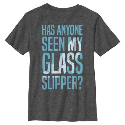 Disney - Popoluška - Text Missing Slipper - Detské Tričko - Melírovo antracitová - Predné