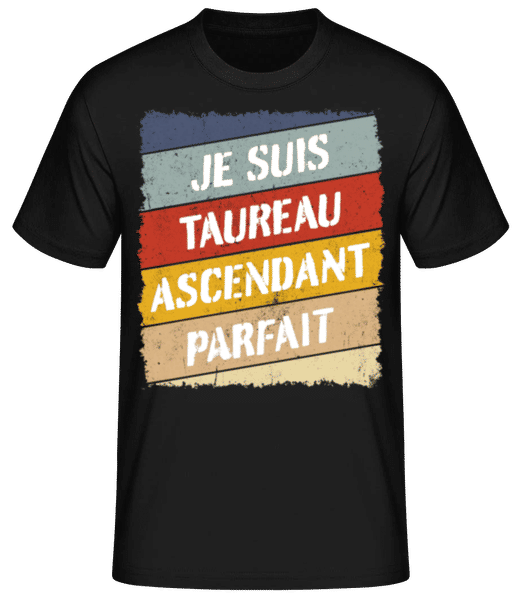 Aperçu: Je Suis Taureau Style Rétro - T-shirt standard Homme - Noir - Devant