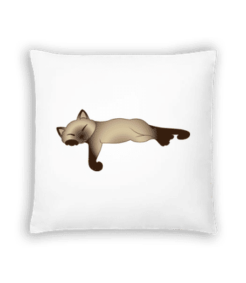 Schlafende Katze - Kissen - Weiß - Vorne