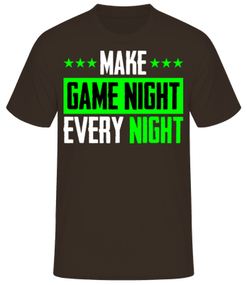 Make Every Night Game Night - Pánske basic tričko - Hnedá - Predné