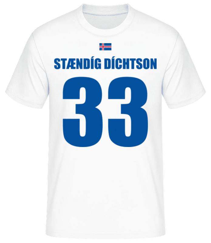 Vorschau: Island Fußball Trikot Stændig Díchtson - Männer Basic T-Shirt - Weiß - Vorne