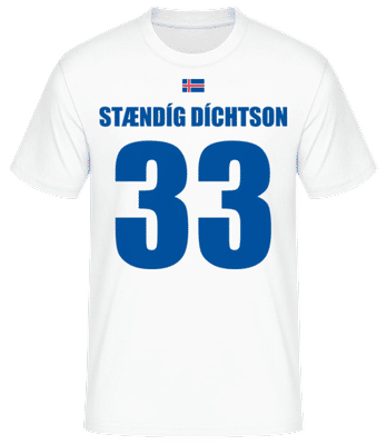 Island Fußball Trikot Stændig Díchtson - Männer Basic T-Shirt - Weiß - Vorne