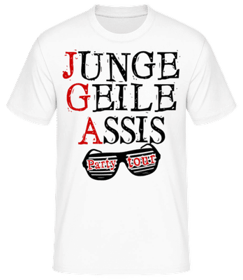 Junge, Geile Assis - Männer Basic T-Shirt - Weiß - Vorne
