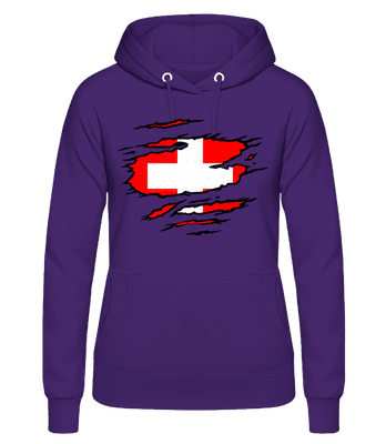 Ripped Flag Switzerland - Women's Hoodie - Purple - Front