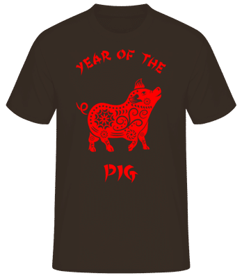 Chinese Zodiac Year Of The Pig - Pánske basic tričko - Hnedá - Predné