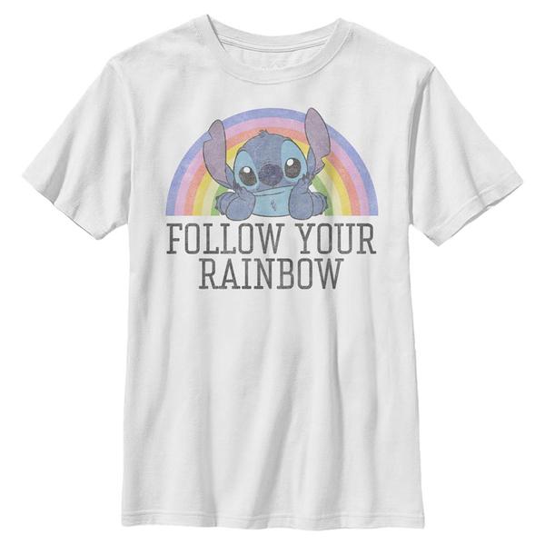 Aperçu: Disney Classics - Lilo & Stitch - Stitch Rainbow - Enfant T-shirt - Blanc - Devant